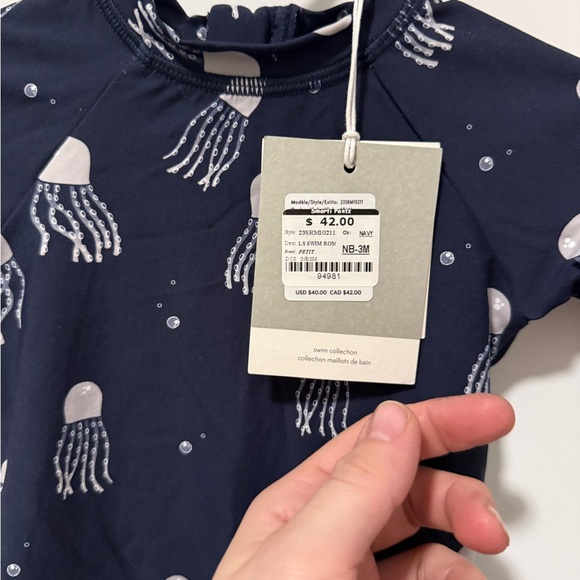 Petit Lem Navy and White Jellyfish Rashguard Swim Suit - Picture 2 of 2